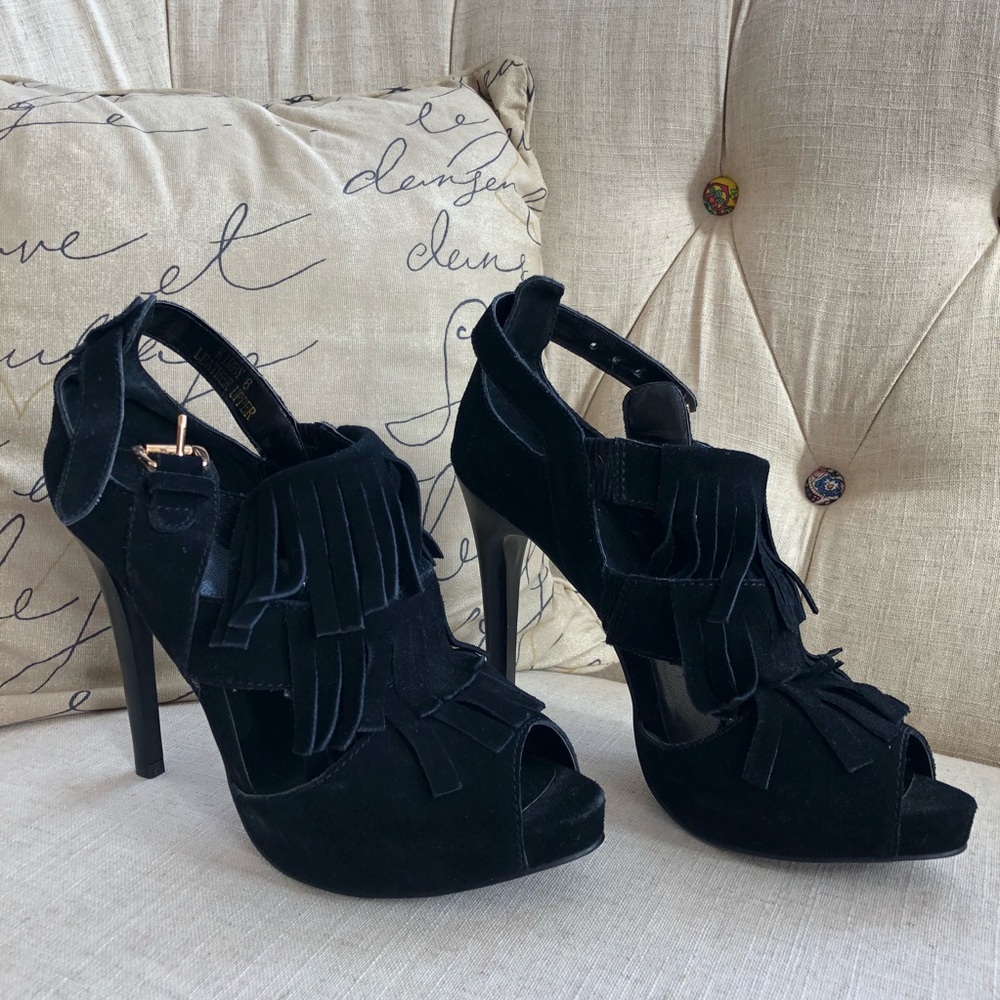 Black Suede Leather Brand New NYLA Booties